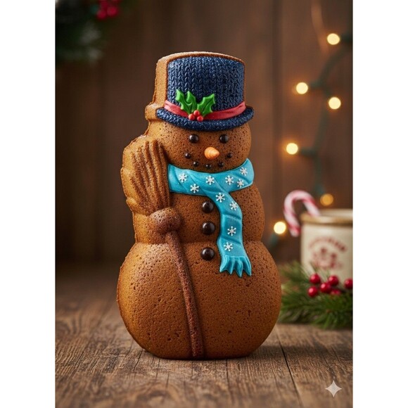 New Snowman Nordic Ware Cake Pan 5 Cups 1.5 Liter Aluminum 12 X 6 Made In USA - Picture 7 of 7